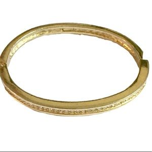 ROMAN Gold Hinged Bracelet Cz inlay Vintage